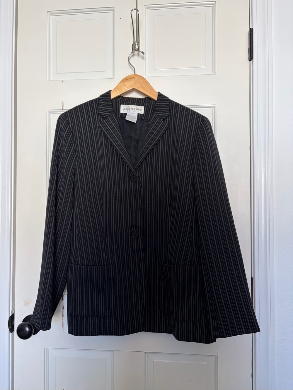 Jones New York Black Pinstripe Blazer